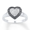 Thumbnail Image 0 of Black/White Diamond Accent Heart Ring Sterling Silver