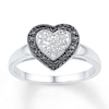 Thumbnail Image 1 of Black/White Diamond Accent Heart Ring Sterling Silver