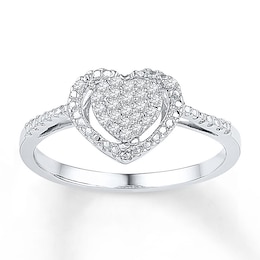 Diamond Heart Ring 1/8 ct tw Round 10K White Gold