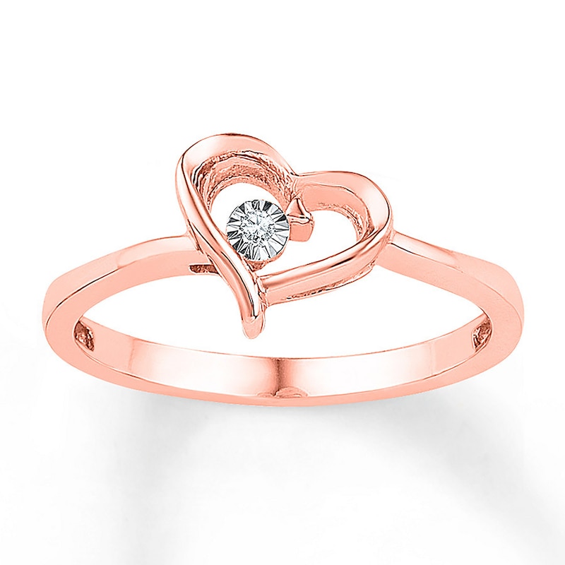 Heart Ring Diamond Accents 10K Rose Gold