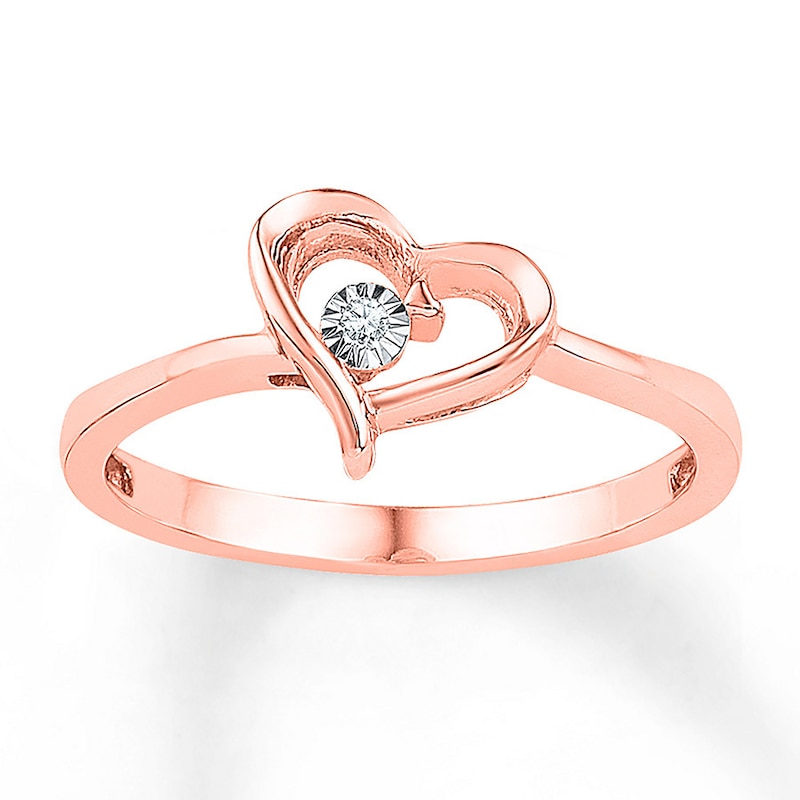 Main Image 1 of Heart Ring Diamond Accents 10K Rose Gold