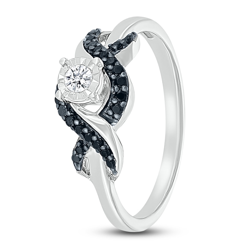 Black & White Diamond Promise Ring 1/6 ct tw Sterling Silver