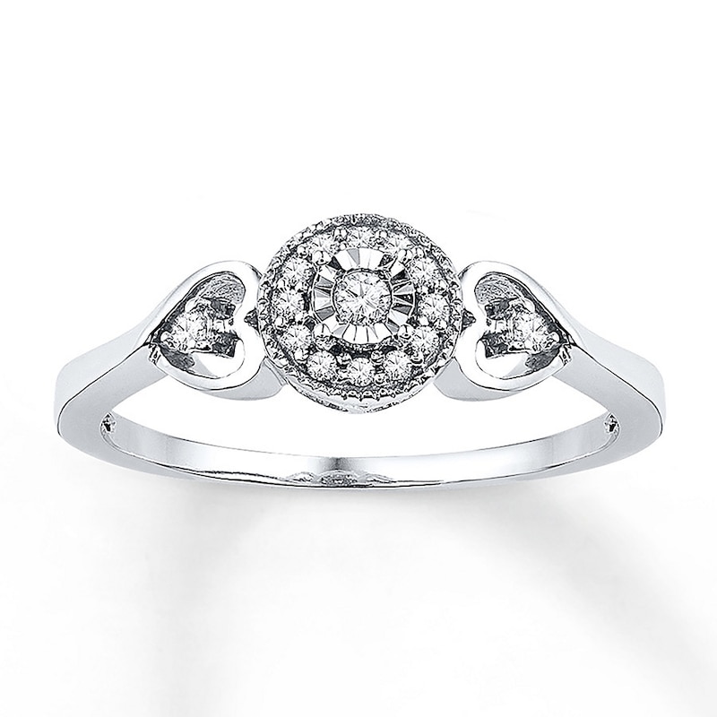 Diamond Promise Ring 1/8 ct tw Round Sterling Silver