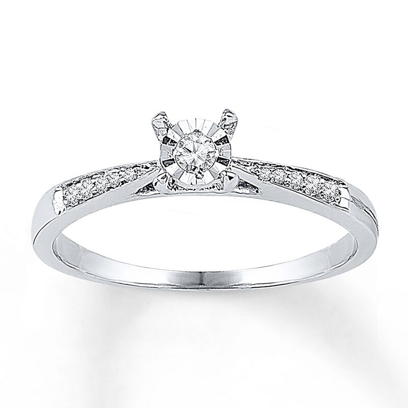Diamond Promise Ring 1/10 ct tw Round 10K White Gold