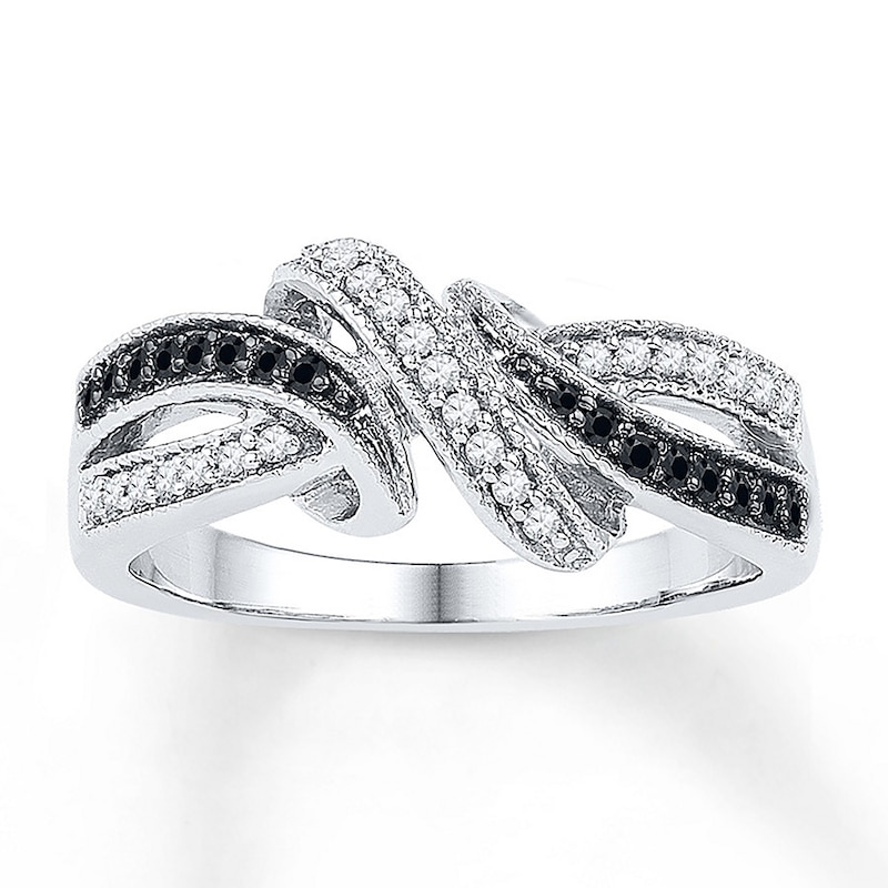 Main Image 1 of Black/White Diamond Ring 1/5 ct tw Sterling Silver