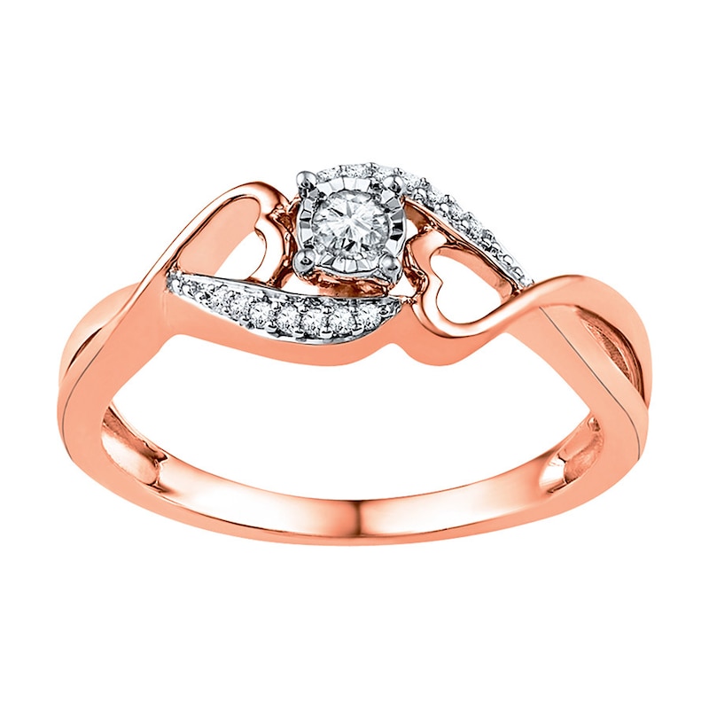 Diamond Promise Ring 1/8 ct tw Round 10K Rose Gold