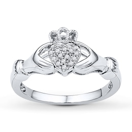 Claddagh Ring 1/15 ct tw Diamonds Sterling Silver