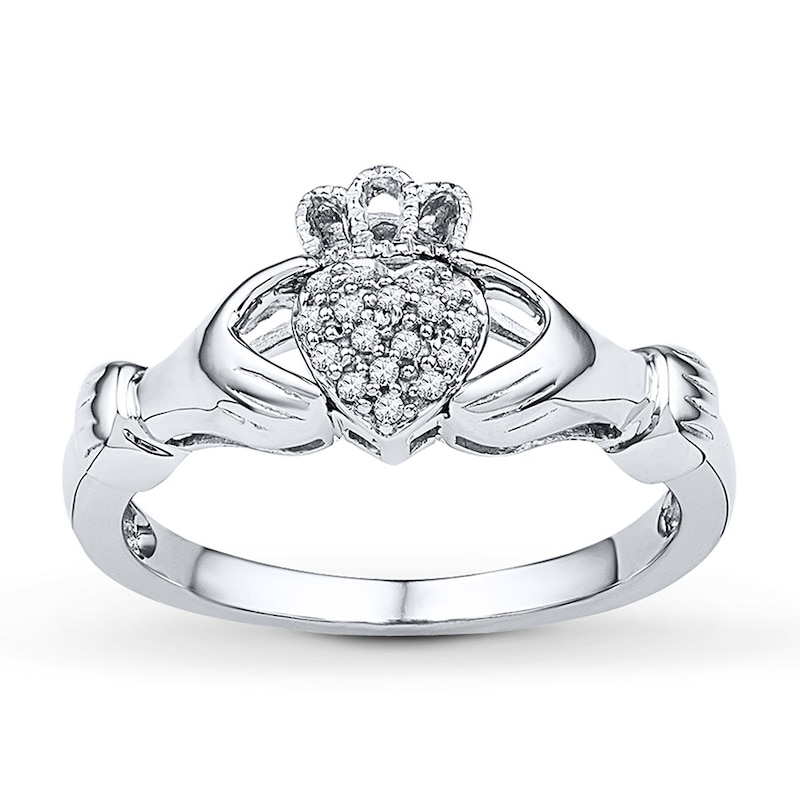 Claddagh Ring 1/15 ct tw Diamonds Sterling Silver