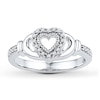 Thumbnail Image 1 of Claddagh Ring 1/8 ct tw Diamonds Sterling Silver