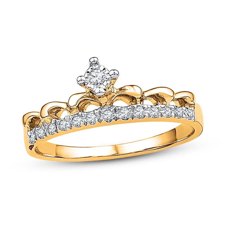 Crown Ring 1/10 ct tw Diamonds 10K Yellow Gold