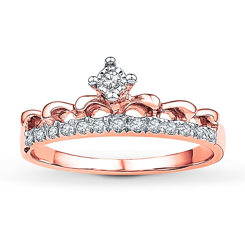 Crown Ring 1/10 ct tw Diamonds 10K Rose Gold