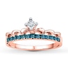 Blue & White Diamonds 1/10 ct tw 10K Rose Gold Crown Ring