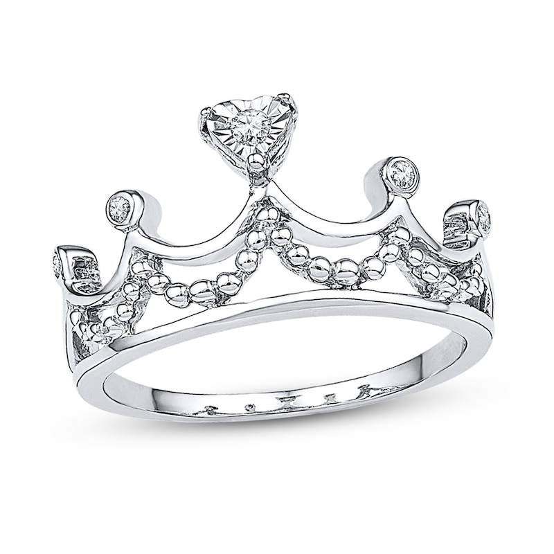 Main Image 1 of Crown Ring 1/15 ct tw Diamonds 10K White Gold