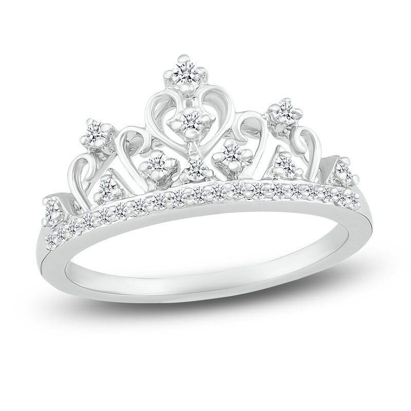 Crown Ring 1/5 ct tw Diamonds Sterling Silver