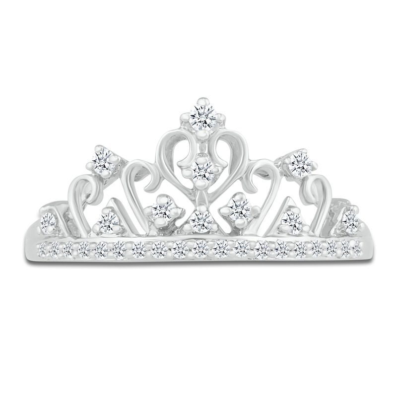 Crown Ring 1/5 ct tw Diamonds Sterling Silver