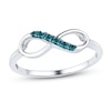 Infinity Symbol Ring 1/20 ct tw Blue Diamonds 10K White Gold
