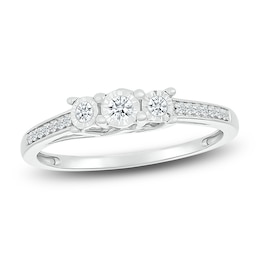 3-Stone Fashion Ring 1/6 ct tw Diamonds Sterling Silver