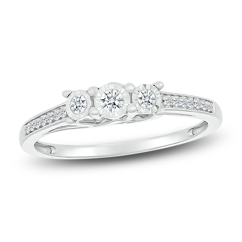 Main Image 1 of 3-Stone Fashion Ring 1/6 ct tw Diamonds Sterling Silver