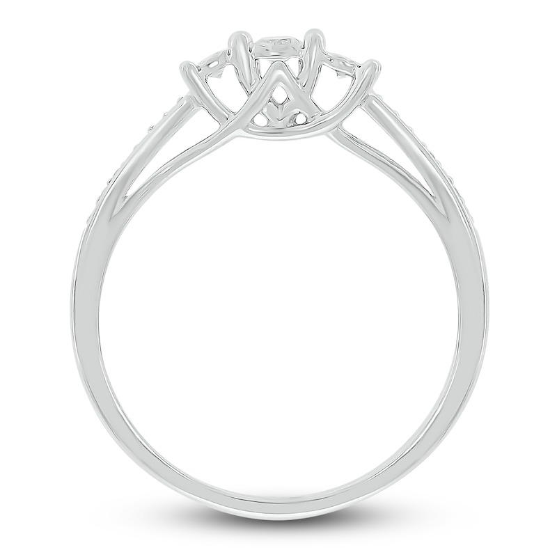Main Image 3 of 3-Stone Fashion Ring 1/6 ct tw Diamonds Sterling Silver
