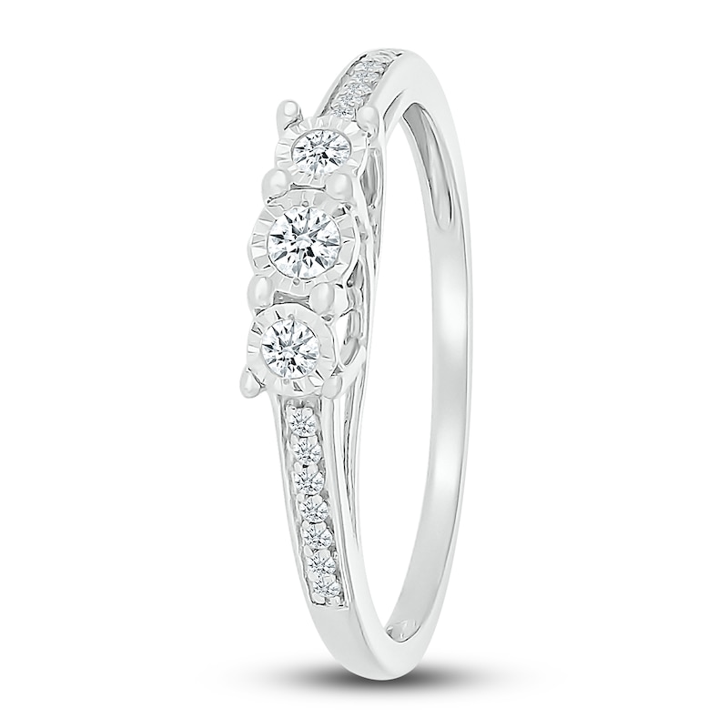 Main Image 4 of 3-Stone Fashion Ring 1/6 ct tw Diamonds Sterling Silver