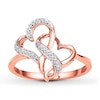 Diamond Heart Ring 1/15 ct tw Round-cut 10K Rose Gold