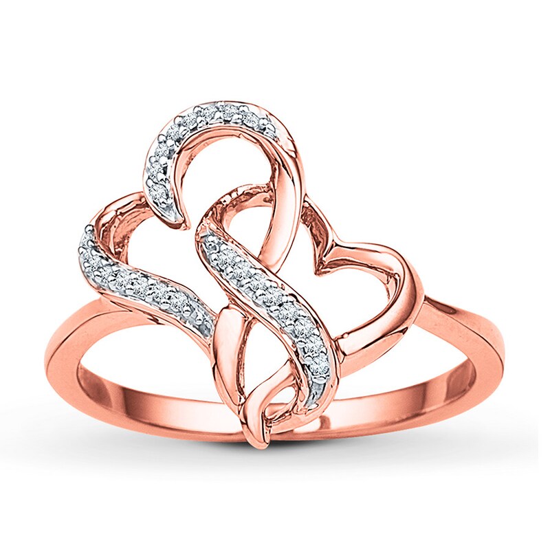 Diamond Heart Ring 1/15 ct tw Round 10K Rose Gold