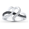 Thumbnail Image 0 of Black & White Diamond Heart Ring 1/10 ct tw Sterling Silver