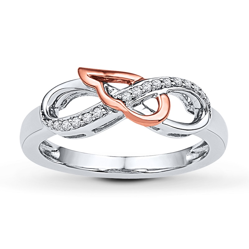 Wing & Infinity Ring 1/15 ct tw Diamonds Sterling Silver
