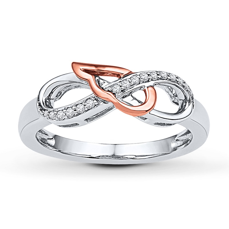 Main Image 1 of Wing & Infinity Ring 1/15 ct tw Diamonds Sterling Silver