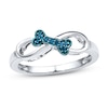 Bone Infinity Ring 1/20 ct tw Blue Diamonds Sterling Silver