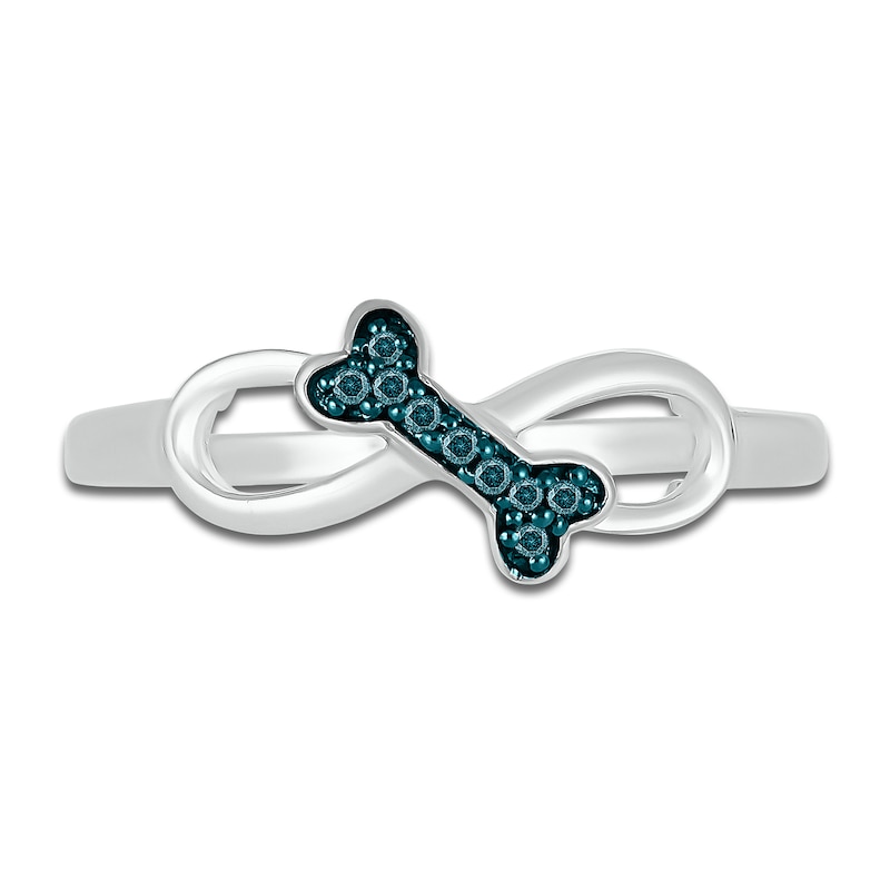 Main Image 2 of Bone Infinity Ring 1/20 ct tw Blue Diamonds Sterling Silver