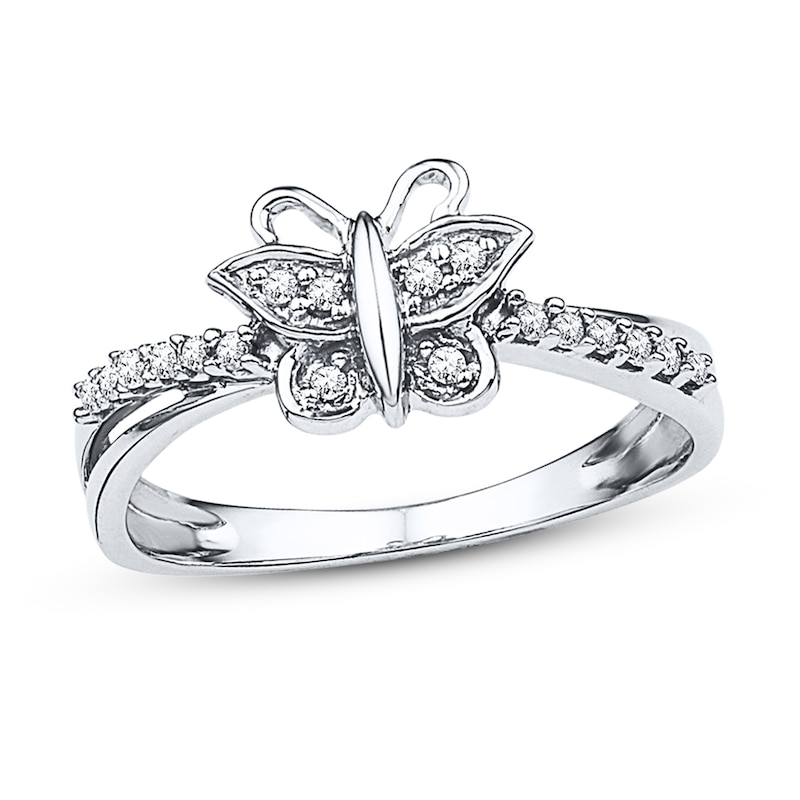 Diamond Butterfly Ring 1/10 ct tw Round Sterling Silver | Jared