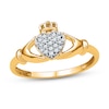 Thumbnail Image 1 of Diamond Claddagh Ring 1/10 ct tw Round 10K Yellow Gold