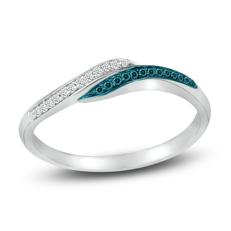 Diamond Ring 1/10 ct tw Blue & White 10K White Gold