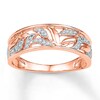 Thumbnail Image 0 of Diamond Leaf Ring 1/8 ct tw Round 10K Rose Gold