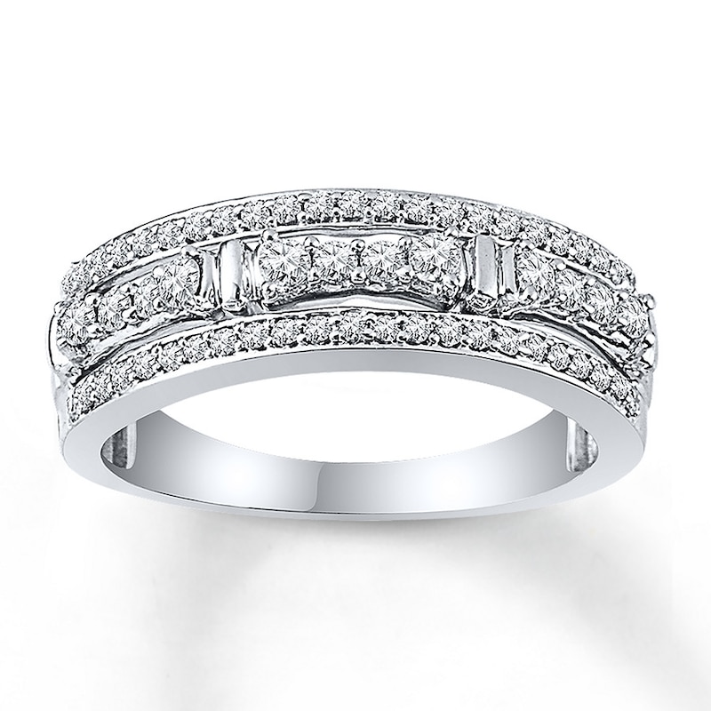 Diamond Anniversary Ring 1/2 ct tw Round-cut 10K White Gold