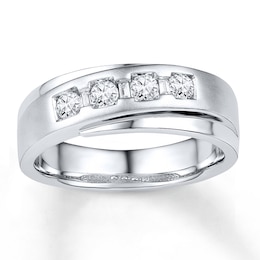 Men's Wedding Band 3/8 ct tw Diamonds 10K White Gold