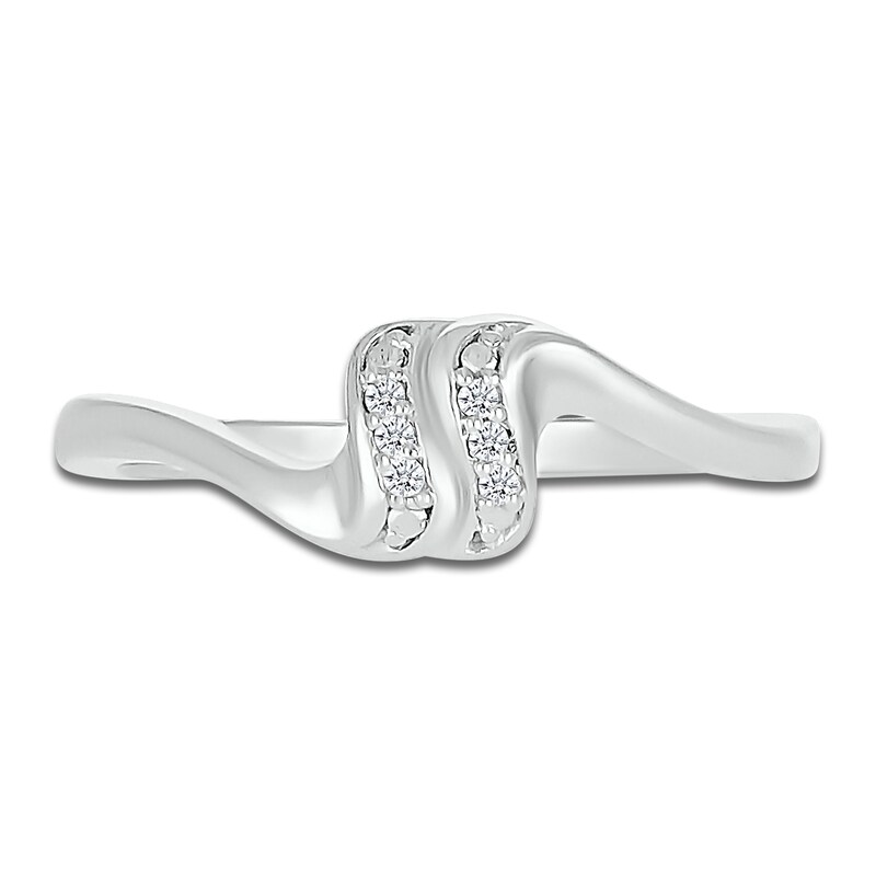 Midi Ring Diamond Accents Sterling Silver