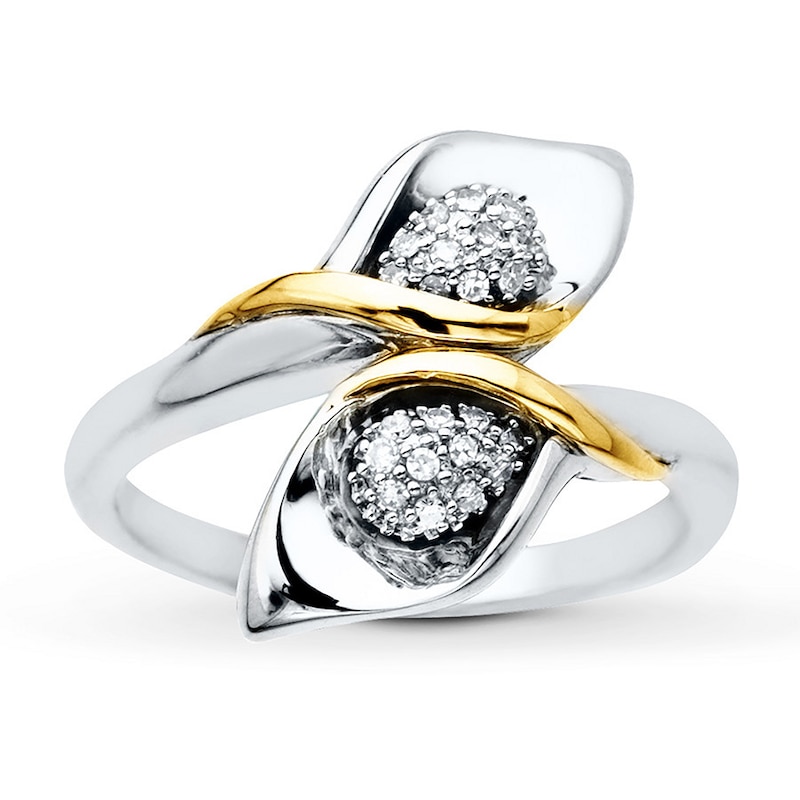 Main Image 1 of Calla Lily Ring 1/10 ct tw Diamonds Sterling Silver/10K Gold