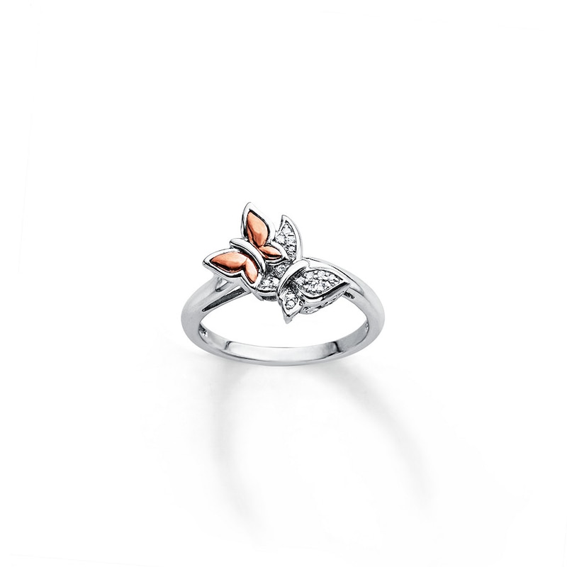 Butterfly Ring 1/20 ct tw Diamonds Sterling Silver/10K Gold