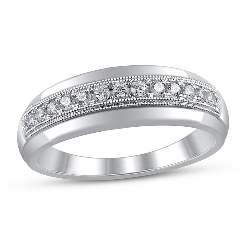 Main Image 3 of Men's Diamond Band 1/3 ct tw Round-cut Platinum