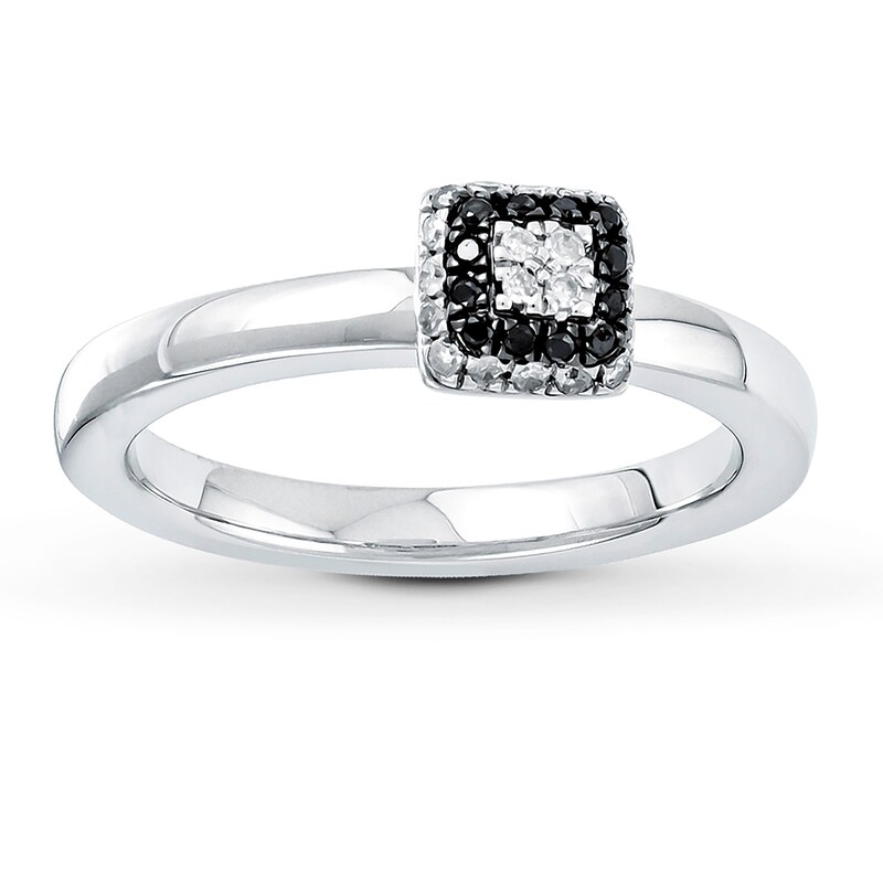 Black/White Diamond Ring 1/6 ct tw Diamonds Sterling Silver