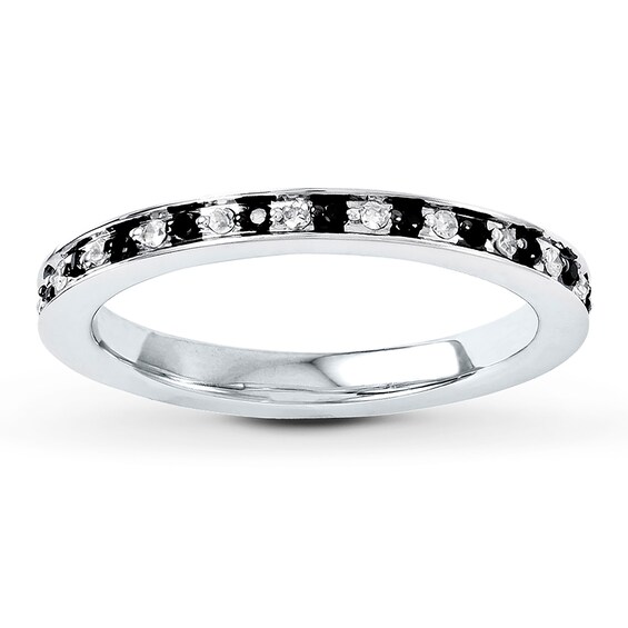 Black Diamond Stackable Ring in Sterling Silver 