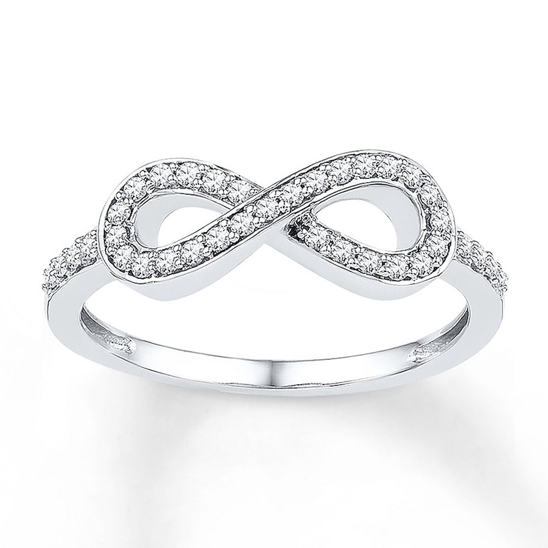 Main Image 1 of Diamond Infinity Ring 1/5 ct tw Round Sterling Silver