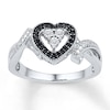 Thumbnail Image 1 of Black/White Diamond Ring 1/10 ct tw Round Sterling Silver