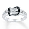 Thumbnail Image 1 of Black/White Diamond Belt Buckle Ring 1/5 ct tw Sterling Silver