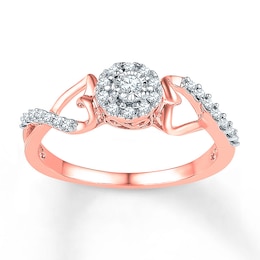 Diamond Promise Ring 1/6 ct tw Round 10K Rose Gold