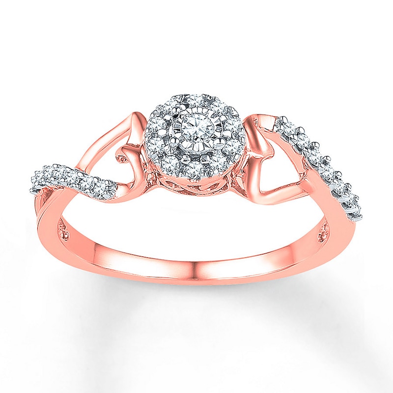 Main Image 1 of Diamond Promise Ring 1/6 ct tw Round 10K Rose Gold