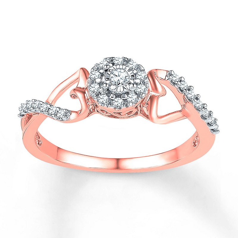 Diamond Promise Ring 1/6 ct tw Round 10K Rose Gold