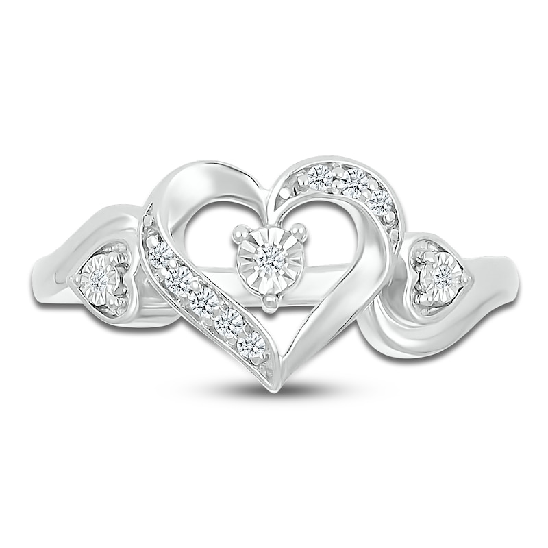 Diamond Heart Ring 1/20 ct tw Round Sterling Silver